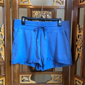 Champion Blue Casual Shorts Women Sz L Cotton Blend Pockets Drawstring Adult